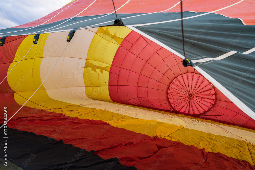 Obraz premium Balloon is inflated before flight. Germany. Preparing and waiting for flight