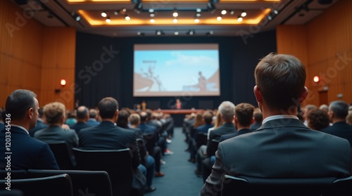 Wallpaper Mural a professional conference setting, with an audience seated in rows facing a stage.  Torontodigital.ca