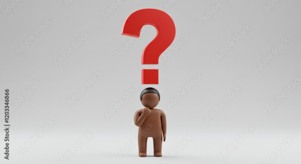 A three-dimensional figure of a human featuring a red question mark. A three-dimensional figure of a human featuring a red question mark.