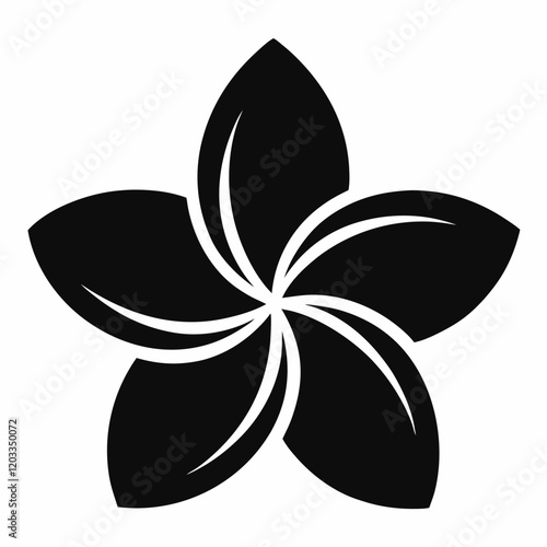 Spa salon plumeria flower glyph icon vector on white background.