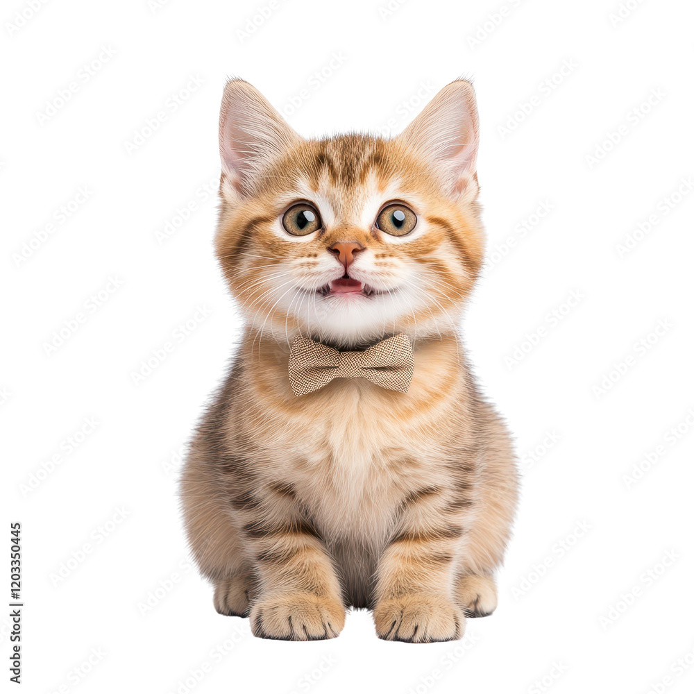 Adorable kitten wearing a stylish bow tie posing playfully in a cozy indoor setting perfect for any cat lovers collection. Adorable kitten wearing a stylish bow tie posing playfully in a cozy indoor setting perfect for any cat lovers collection.