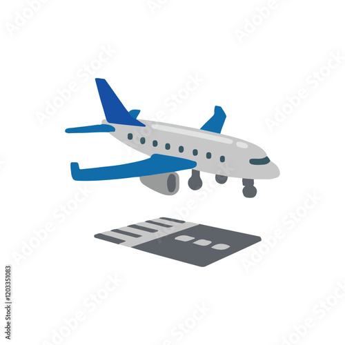 3d Airplane arriving vector illustration.