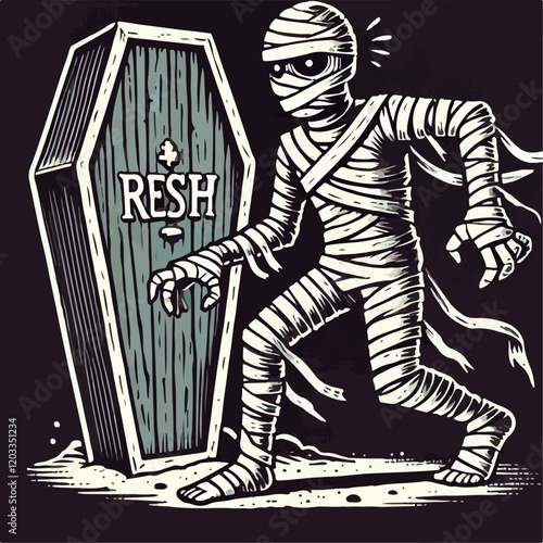 spooky mummy vector illustration