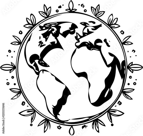 Black and white earth day theme