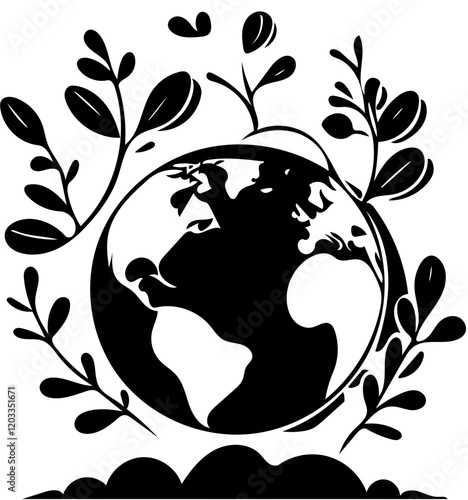 Black and white earth day theme