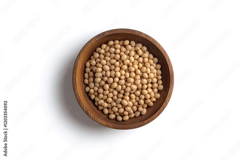 A bowl of white bean on a wooden plate viewed A bowl of white bean on a wooden plate viewed