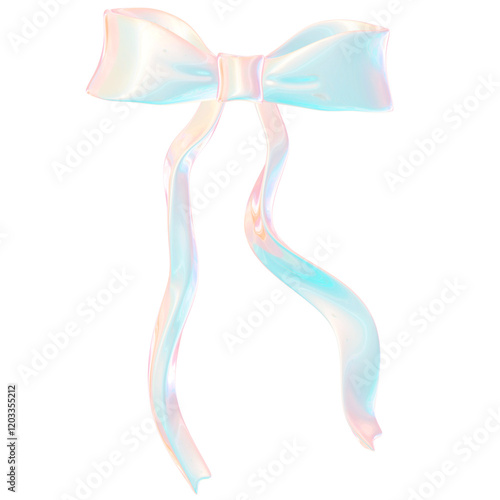3D Iridescent Pastel Bow
