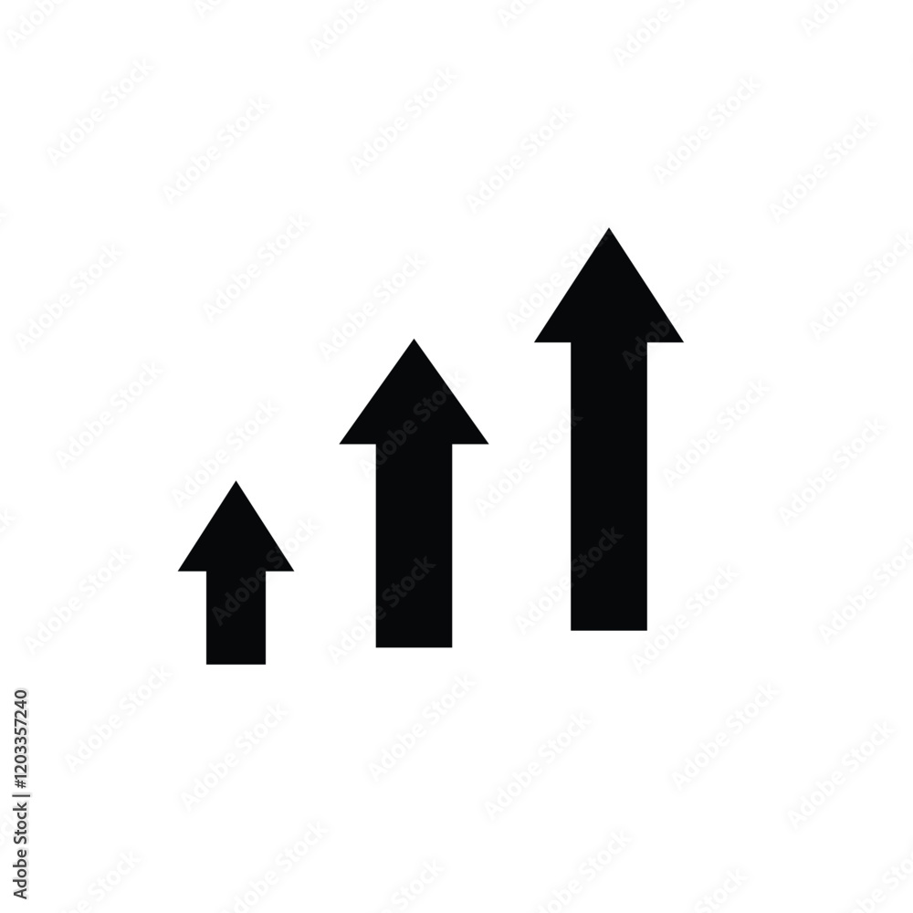 arrow icon. up arrow symbol on white background. has the effect of strengthening, rising, progressive, increasing. Solid design style. vector design template arrow icon. up arrow symbol on white background. has the effect of strengthening, rising, progressive, increasing. Solid design style. vector design template