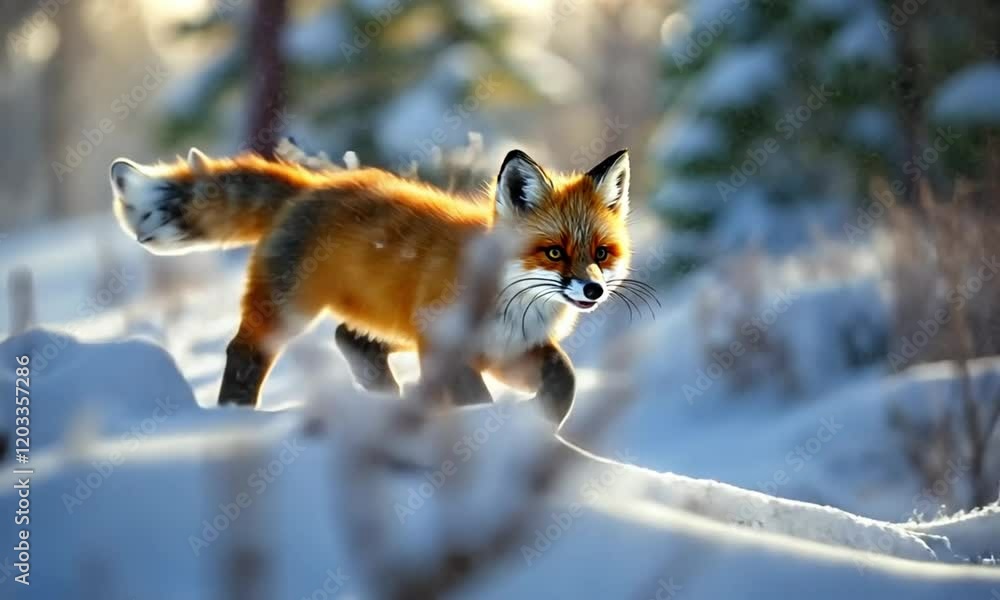 A red panda climbing through a snowy tree, highlighting its playful nature and vibrant colors against the winter backdrop. A red panda climbing through a snowy tree, highlighting its playful nature and vibrant colors against the winter backdrop.