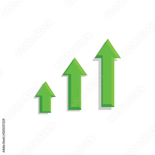 arrow icon. up arrow symbol on white background. has the effect of strengthening, rising, progressive, increasing. flat color design style. vector design template