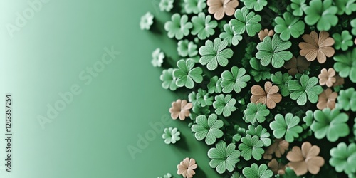 A Sea of Green and Gold Clovers on a Gradient Background photo