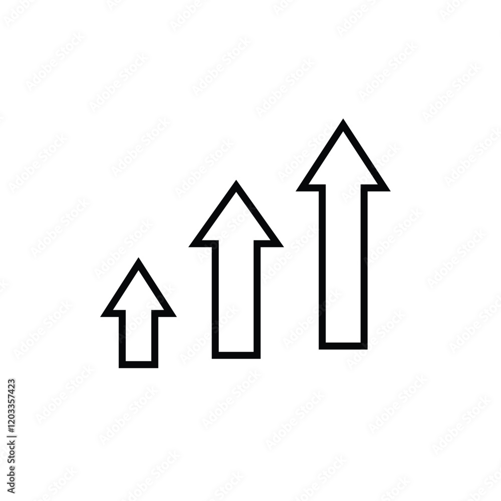 arrow icon. up arrow symbol on white background. has the effect of strengthening, rising, progressive, increasing. Line design style. vector design template arrow icon. up arrow symbol on white background. has the effect of strengthening, rising, progressive, increasing. Line design style. vector design template