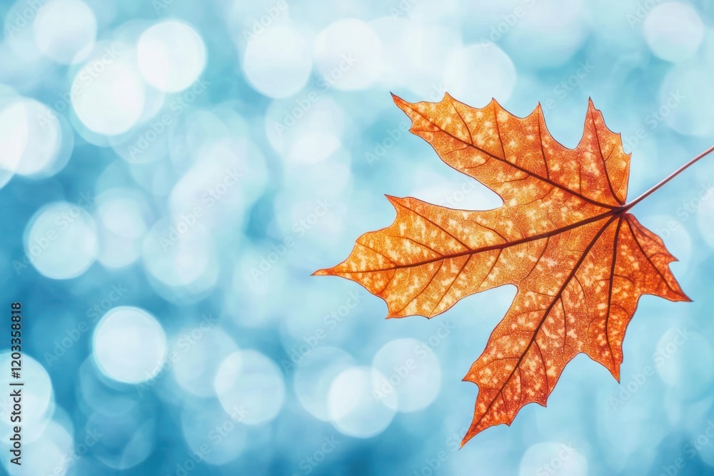 Fototapeta premium Autumn leaf, bokeh background, nature, fall, design.