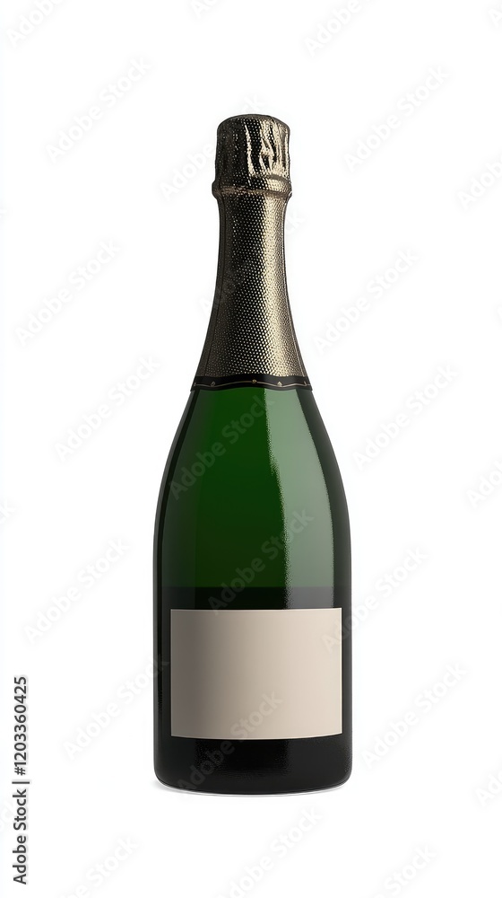 Elegant Champagne Bottle with Blank Label Isolated on White Background for Branding and Design Mockup Elegant Champagne Bottle with Blank Label Isolated on White Background for Branding and Design Mockup