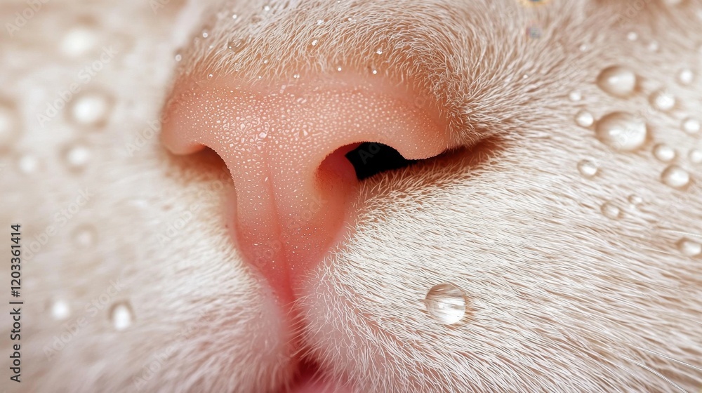 Fototapeta premium A close up of a dog's nose with water droplets on it
