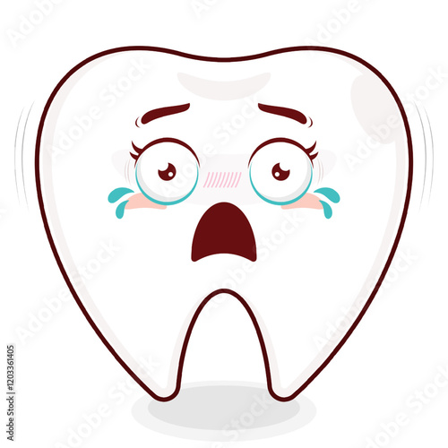 tooth scared face cartoon cute