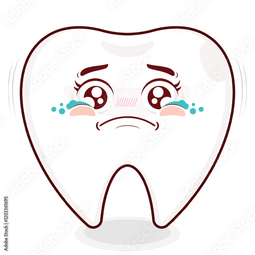 tooth scared face cartoon cute