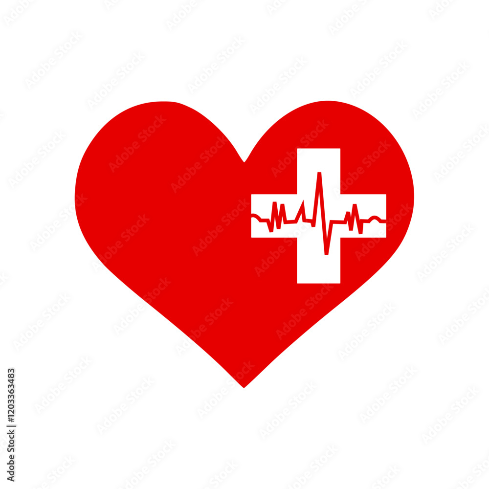 heart with plus sign icon in white background. heartbeat or cardiogram for healthy lifestyle, pulse beat measure, cardiac assistance, medical healthcare. heart with plus sign icon in white background. heartbeat or cardiogram for healthy lifestyle, pulse beat measure, cardiac assistance, medical healthcare.
