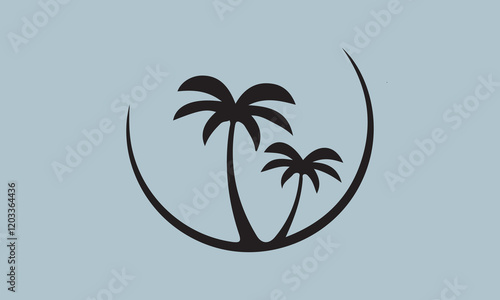 palm tree summer logo template vector illustration, flyer, Hand drawn lettering phrase, svg Files for Cutting Cricut and Silhouette, EPS 10