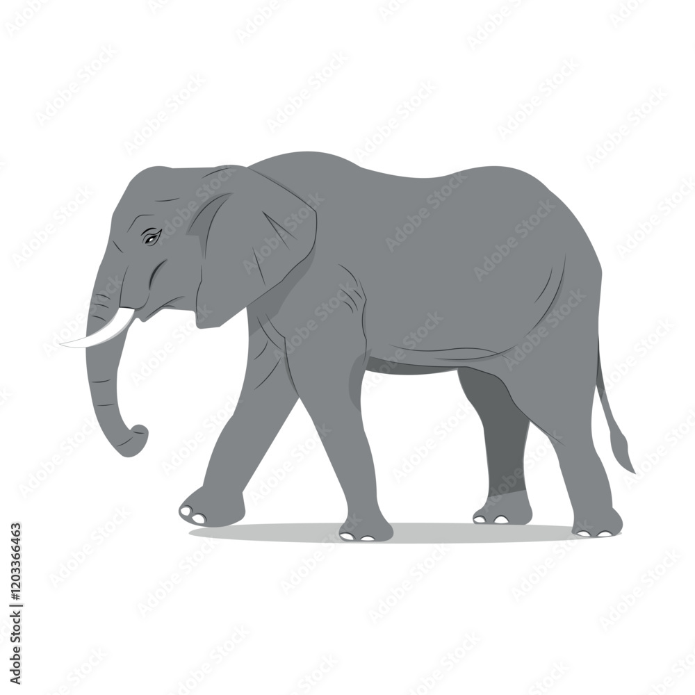 Elephant in Walking Pose vector art Illustration Elephant in Walking Pose vector art Illustration