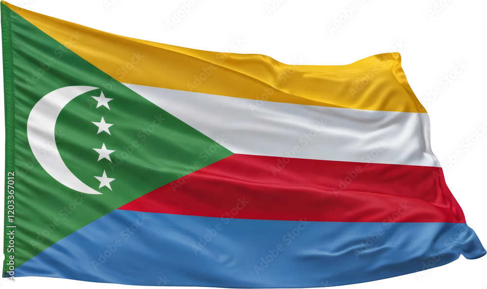 Fototapeta premium waving flag of Comore, national symbol