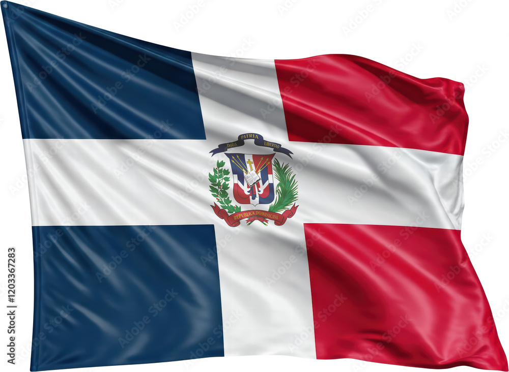 Naklejka premium waving flag of Dominican Republic, national symbol