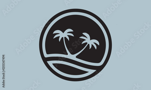 palm tree summer logo template vector illustration, flyer, Hand drawn lettering phrase, svg Files for Cutting Cricut and Silhouette, EPS 10