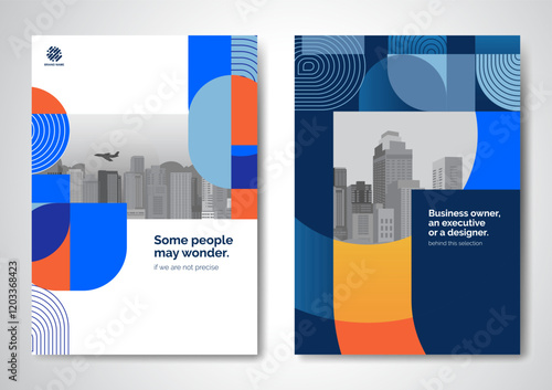 Template vector design for Brochure, AnnualReport, Magazine, Poster, Corporate Presentation, Portfolio, Flyer, infographic, layout modern with blue color size A4, Front and back, Easy to use and edit.