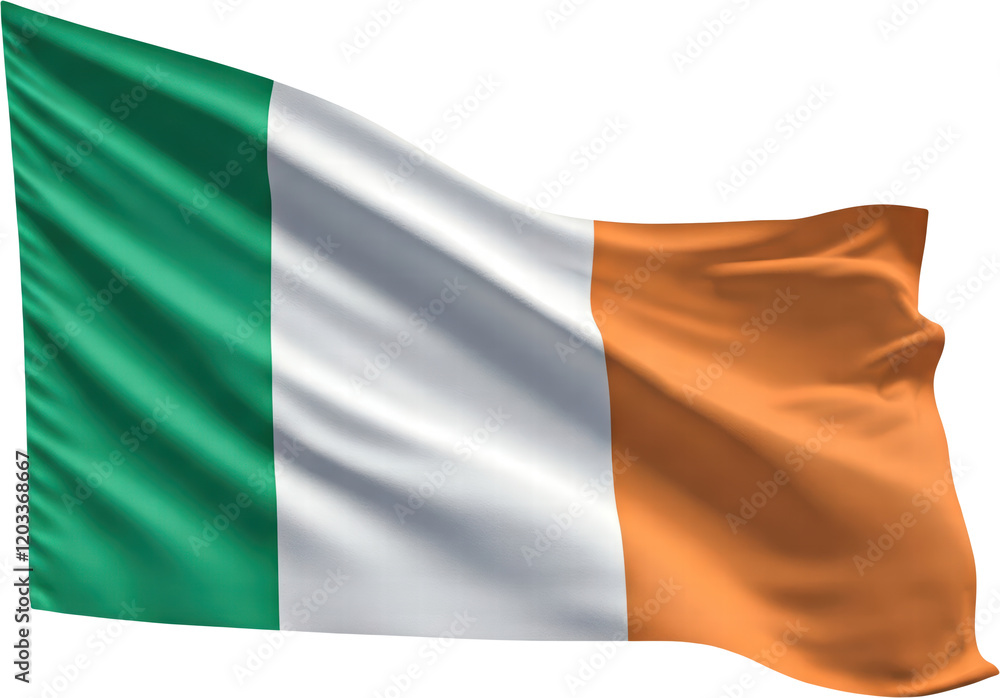 Waving flag of Ireland, national symbol Waving flag of Ireland, national symbol