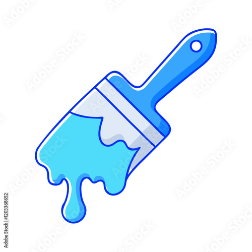 paintbrush dipped in blue paint icon, paintbrush dipped in blue paint vector, 