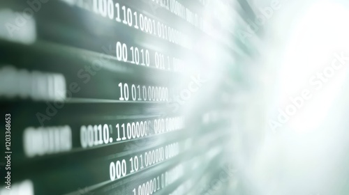 Binary code on computer screen, visual representation of digital data