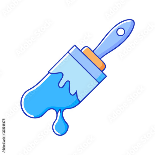 paintbrush dipped in blue paint icon, paintbrush dipped in blue paint vector, 