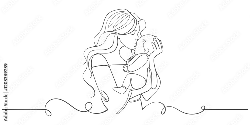 Mother and baby line art vector illustration, mothers day celebration background Mother and baby line art vector illustration, mothers day celebration background