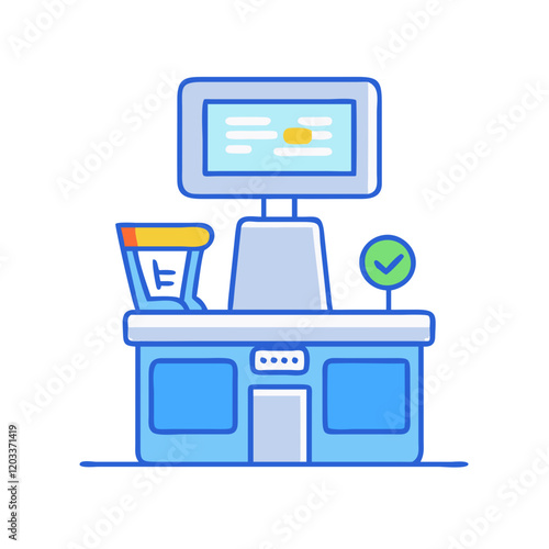 self checkout kiosk icon, self checkout kiosk vector illustration-simple illustration of self checkout kiosk, perfect for self checkout kiosk logos and icons