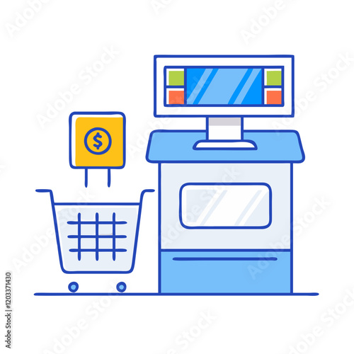 self checkout kiosk icon, self checkout kiosk vector illustration-simple illustration of self checkout kiosk, perfect for self checkout kiosk logos and icons