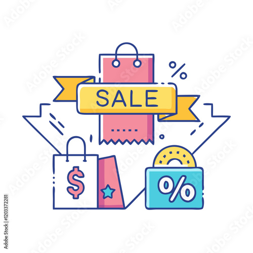 shopping discounts banner icon, shopping discounts banner vector illustration-simple illustration of shopping discounts banner, perfect for shopping discounts banner logos and icons