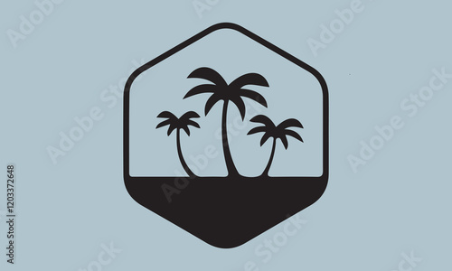 palm tree summer logo template vector illustration, flyer, Hand drawn lettering phrase, svg Files for Cutting Cricut and Silhouette, EPS 10