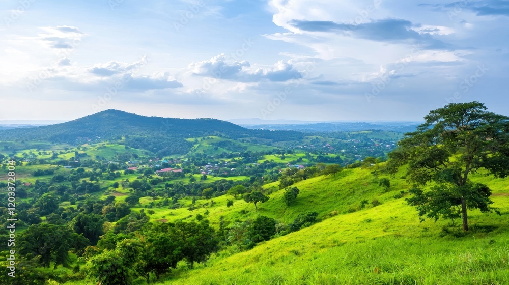 Naklejka premium Serene Hillside Landscape