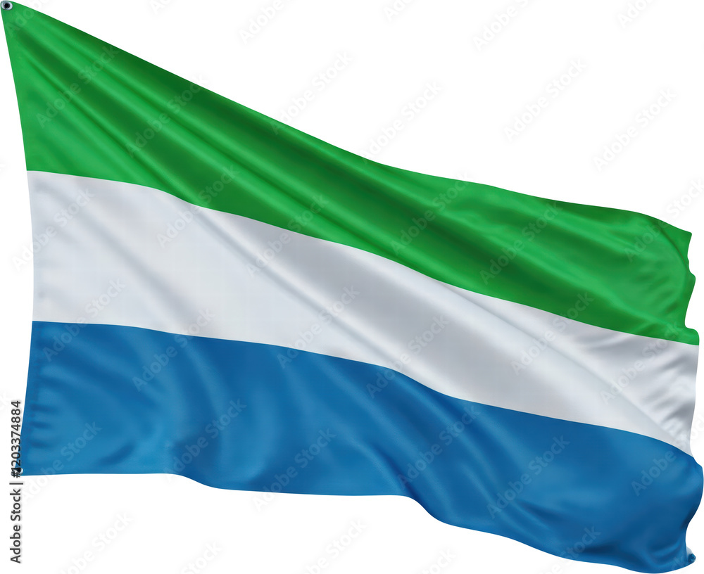 waving flag of Sierra Leone, national symbol waving flag of Sierra Leone, national symbol
