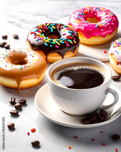 cup of coffee and donuts