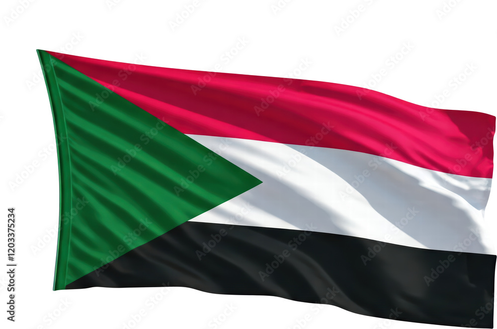 waving flag of Sudan, national symbol waving flag of Sudan, national symbol