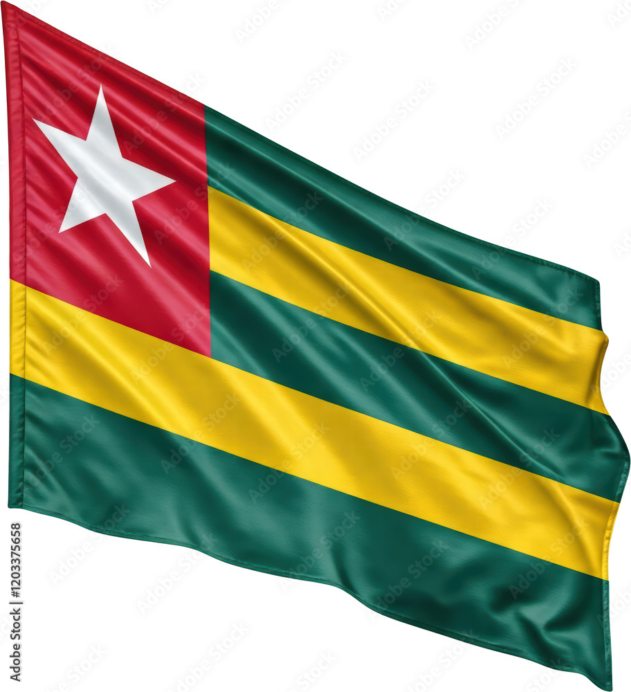 waving flag of Togo, national symbol waving flag of Togo, national symbol