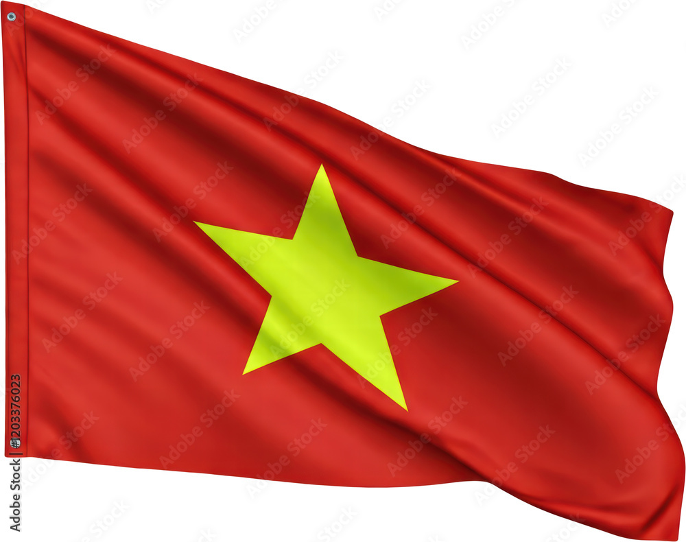 waving flag of Vietnam, national symbol waving flag of Vietnam, national symbol