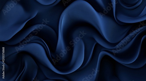 Wallpaper Mural Abstract Navy Blue Fabric Waves, Elegant Draped Silk Texture Background Torontodigital.ca