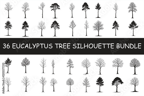 36 Eucalyptus Tree Silhouette Bundle