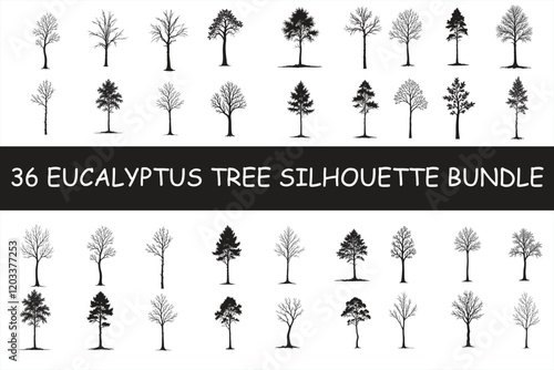 36 Eucalyptus Tree Silhouette Bundle