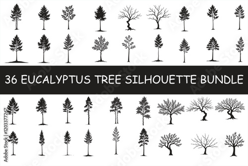 36 Eucalyptus Tree Silhouette Bundle