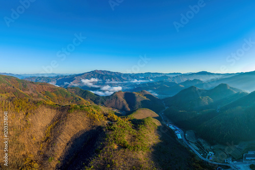 도로,숲,봉우리,능선,소백산,보발재,백자리,단양군,충북 photo