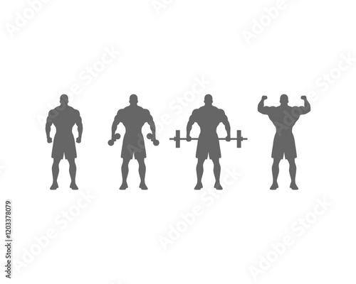 筋肉質な男性のシルエットセット
