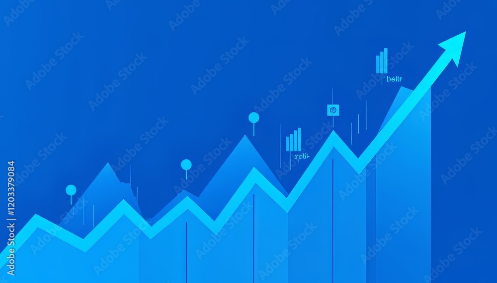 Stylized blue graph illustrating growth trends and upward progress. Stylized blue graph illustrating growth trends and upward progress.